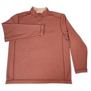 Tommy Bahama Sweater Mens 2XL Quarter Zip Pullover Shirt Size XXL Heather Red‎